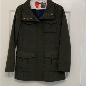 Wool coat- muted olive color